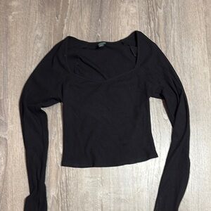 Black Long Sleeve Square Neck Women’s Top
